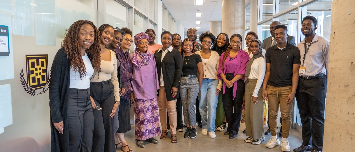 International Affairs hosted Mme Johnson Sirleaf in their boardroom, alongside members of the African-Caribbean Faculty Association of McMaster University (ACFAM) and the Black Student Success Centre (BSSC).